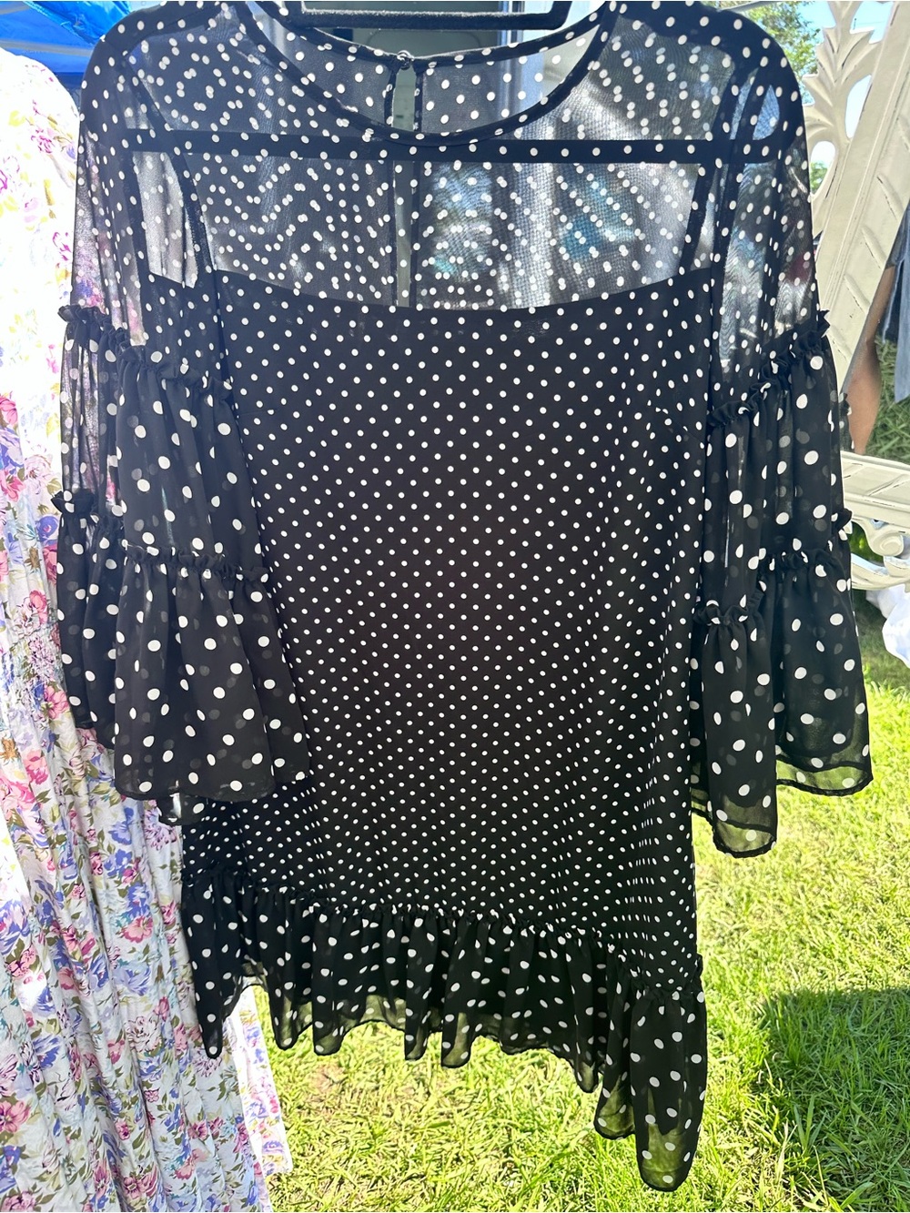 Eliza J Black Dress with White Polka Dots
